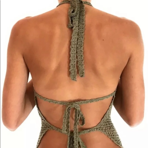 Guess Crochet Floral Halter Boho Festival Top - Picture 4 of 11